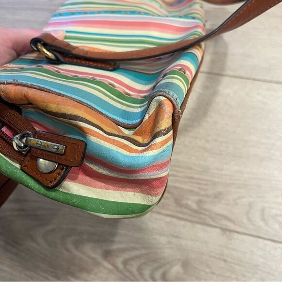 Fossil Signature Striped Multicolor Leather Shoulder Bag - Picture 6 of 11